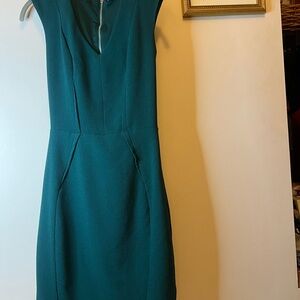 Sleeveless Teal Sheath Dress with Zip back